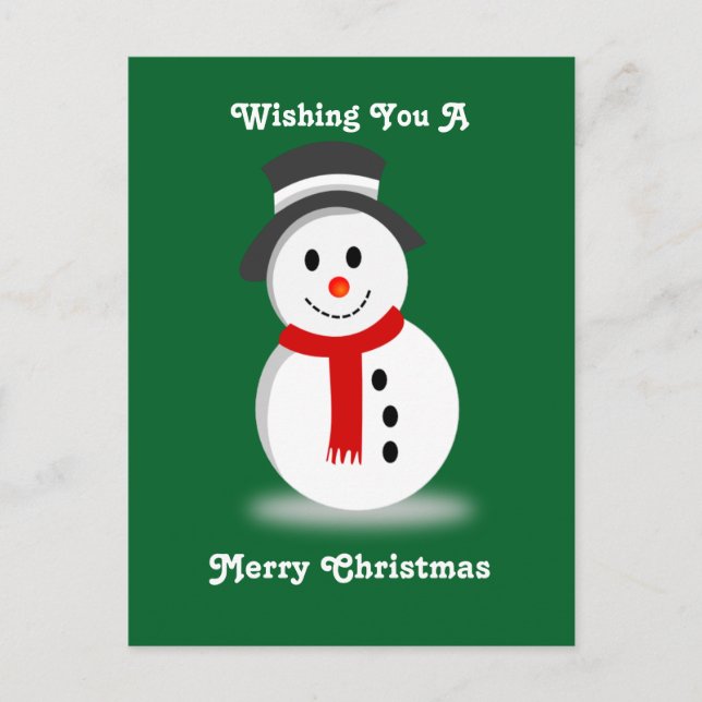 Postal Festiva Snowman sonriente (Anverso)