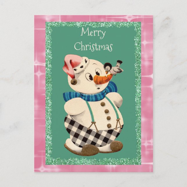 Postal Festiva Snowman Vintage Christmas (Anverso)