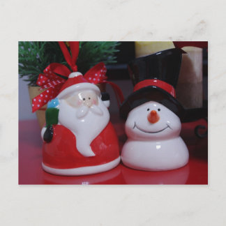 Postal Festiva Snowman y Santa Claus