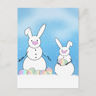 Postal Festiva Snowmen De Pascua Nieve
