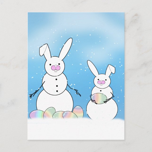 Postal Festiva Snowmen De Pascua Nieve (Anverso)