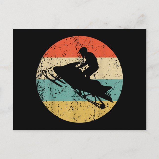 Postal Festiva Snowmobile estilo retro estilo moto de nieve (Anverso)