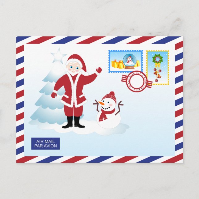 Postal Festiva Sobre de correo de Santa Claus (Anverso)