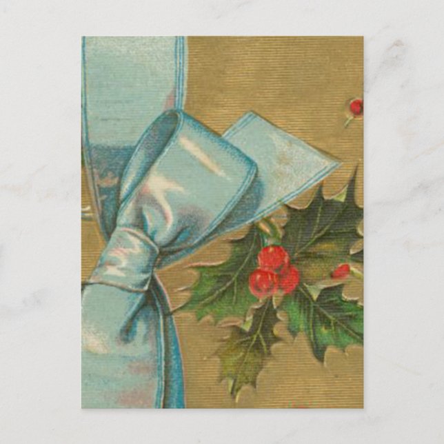 Postal Festiva Sobre navideño vintage con cinta (Anverso)