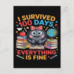 Postal Festiva Sobreviví 100 Días Camiseta Monstruo Lindo
