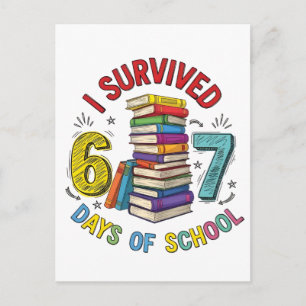 Postal Festiva Sobreviví 6 7 Días de Escuela 100º Día de Escuela