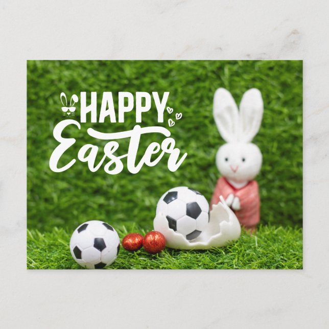 Postal Festiva Soccer Easterfor Soccer Player con huevos (Anverso)