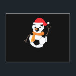 Postal Festiva Soccer Snowman<br><div class="desc">Celebra la época más maravillosa del año con la temporada de Navidades con este impresionante diseño gráfico de Soccer Snowman para un regalo perfecto para Navidades para hombres,  mujeres y niños. ¡Es el momento del Navidad!</div>