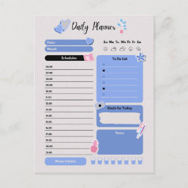 Postal Festiva Soft Blue Daily Planner with Mood & Water Track