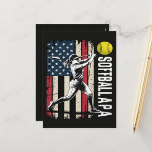 Postal Festiva Softball Papá Bandera Americana EEUU
