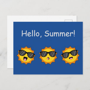 Postal Festiva Sol con gafas de sol Felices caras de Emoji Person