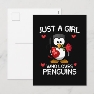 Postal Festiva Sólo una chica que ama a los pingüinos