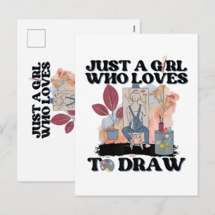 Postal Festiva Sólo una chica que ama dibujar