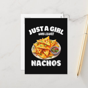 Postal Festiva Sólo una chica que ama los nachos divertido amante