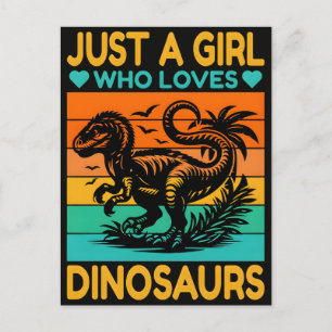 Postal Festiva Sólo Una Chica Retro Ama A Los Dinos