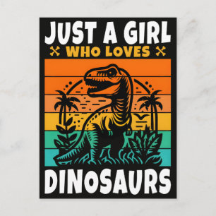 Postal Festiva Solo Una Chica Retro Ama A Los Dinos