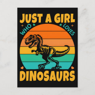 Postal Festiva Sólo una chica retro ama a los dinosaurios