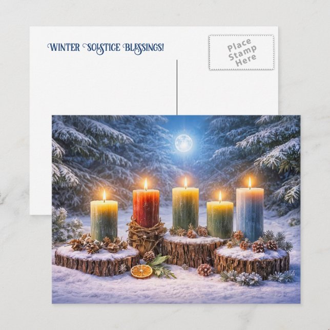 Postal Festiva Solsticio de invierno (Anverso / Reverso)