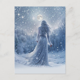 Postal Festiva Solsticio de Invierno Bohemio Nieve Yule Fiesta