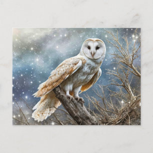 Postal Festiva Solsticio de Invierno Yule Búho Mágico Encantado