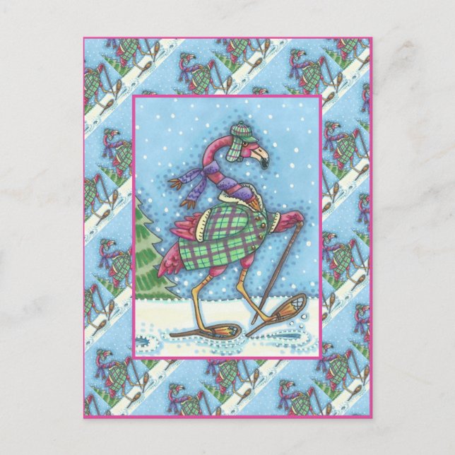 POSTAL FESTIVA SOMBRILLAS DE INVIERNO Y REFRIGERACIÓN DE FLAMINGO (Anverso)