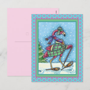 POSTAL FESTIVA SOMBRILLAS DE INVIERNO Y REFRIGERACIÓN DE FLAMINGO