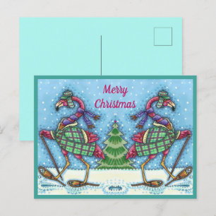 POSTAL FESTIVA SOMBRILLAS DE INVIERNO Y REFRIGERACIÓN DE FLAMINGO