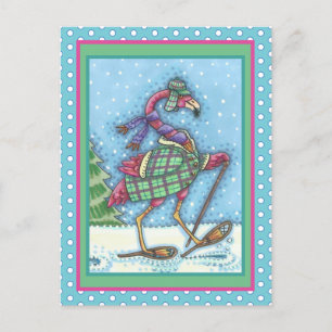 POSTAL FESTIVA SOMBRILLAS DE INVIERNO Y REFRIGERACIÓN DE FLAMINGO