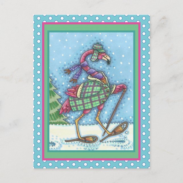 POSTAL FESTIVA SOMBRILLAS DE INVIERNO Y REFRIGERACIÓN DE FLAMINGO (Anverso)