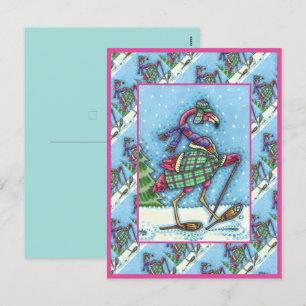 POSTAL FESTIVA SOMBRILLAS DE INVIERNO Y REFRIGERACIÓN DE FLAMINGO