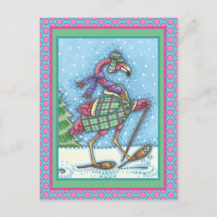 POSTAL FESTIVA SOMBRILLAS DE INVIERNO Y REFRIGERACIÓN DE FLAMINGO