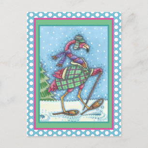 POSTAL FESTIVA SOMBRILLAS DE INVIERNO Y REFRIGERACIÓN DE FLAMINGO
