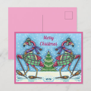 POSTAL FESTIVA SOMBRILLAS DE INVIERNO Y REFRIGERACIÓN DE FLAMINGO