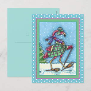POSTAL FESTIVA SOMBRILLAS DE INVIERNO Y REFRIGERACIÓN DE FLAMINGO