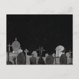 Postal Festiva Sombrío fondo de cementerio de Halloween