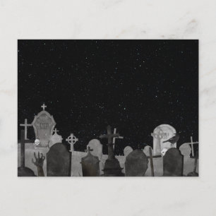 Postal Festiva Sombrío fondo de cementerio de Halloween