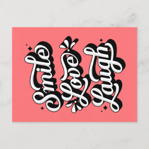 Postal Festiva Sonríe. Amor. Ríe. /Postal