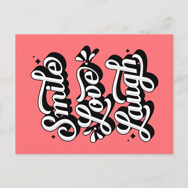 Postal Festiva Sonríe. Amor. Ríe. /Postal (Anverso)