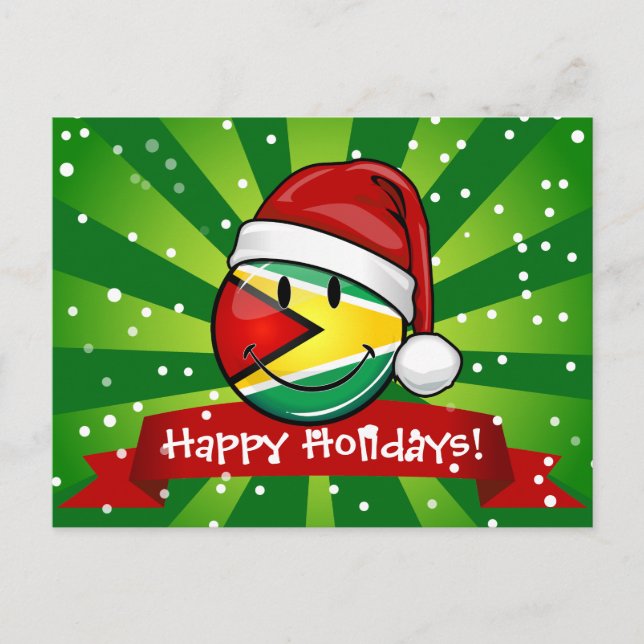 Postal Festiva Sonriente estilo de los Navidades de la bandera de (Anverso)