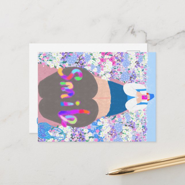 Postal Festiva sonrisa chica (Anverso/Reverso In Situ)