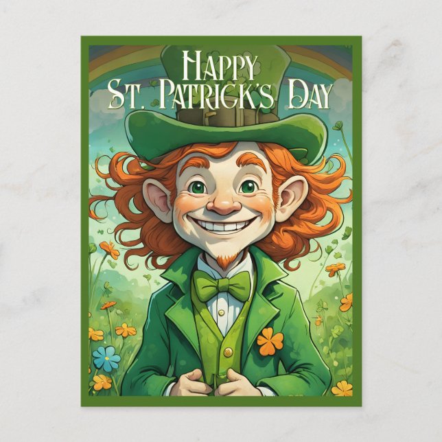 Postal Festiva Sonrisas de suerte en el Día de San Patricio (Anverso)