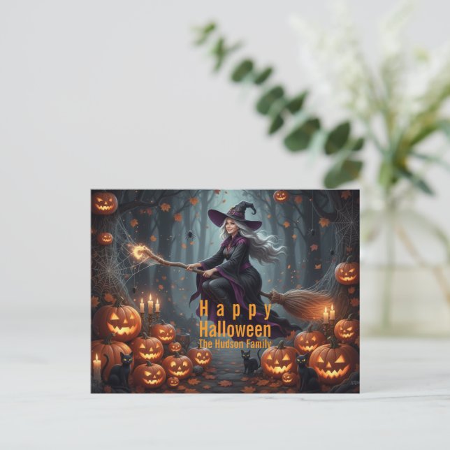 Postal Festiva Sorcery Halloween Family (Anverso de pie)