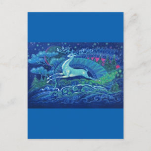Postal Festiva Sorprendente reno de Navidades azules rusos