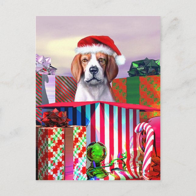 Postal Festiva Sorpresa de los Navidades Beagle (Anverso)
