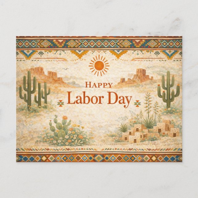 Postal Festiva Southwestern Desert Happy Labor Day (Anverso)