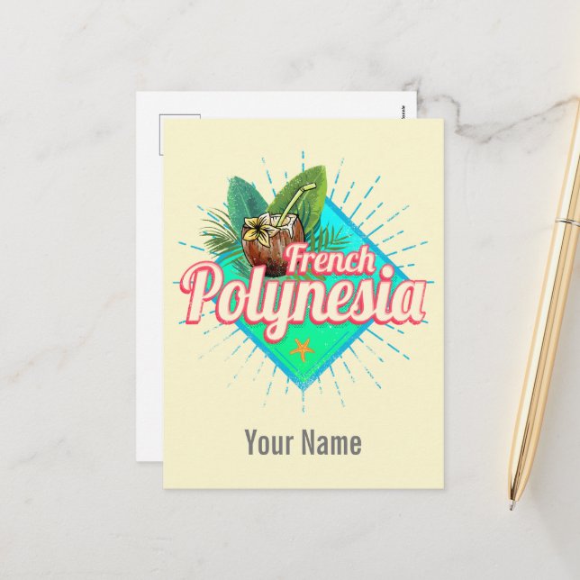 Postal Festiva Souvenir de la Polinesia Francesa Island Pacific V (Anverso/Reverso In Situ)