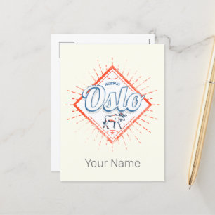 Postal Festiva Souvenir retro moose vintage de Oslo Capital Norue