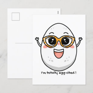 Postal Festiva Soy totalmente alegre de huevos con gafas de huevo