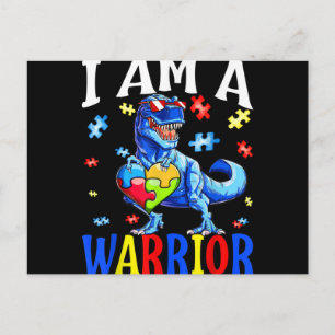 Postal Festiva Soy un Guerrero Autismo Familia Dinosaurio Autismo