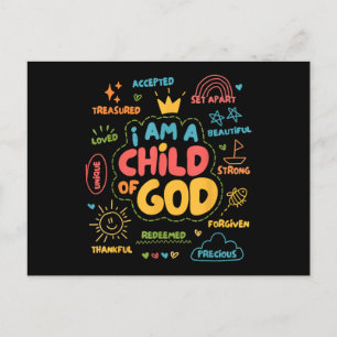 Postal Festiva Soy un Niño de Dios Retro Cristiano Jesús Fe De